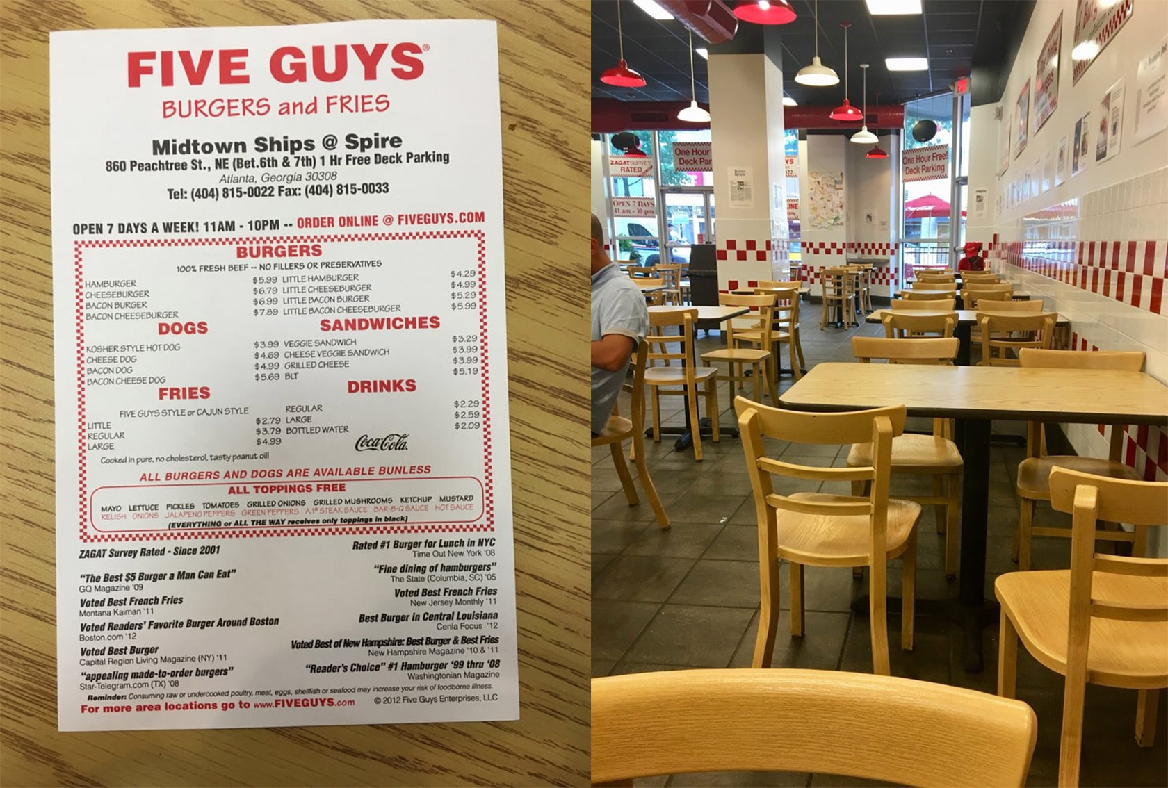 Five Guys menu price atlanta airport