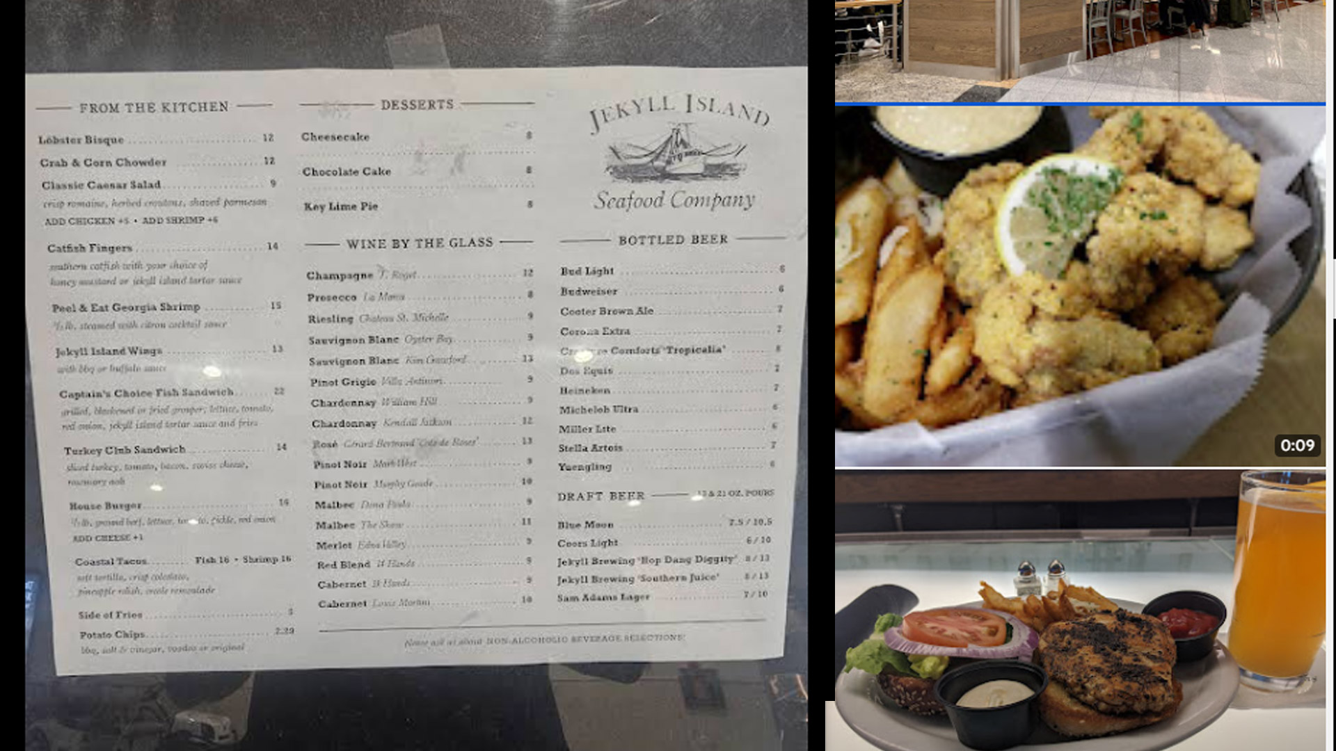 Jekyll Island Seafood Atlanta Airport menu