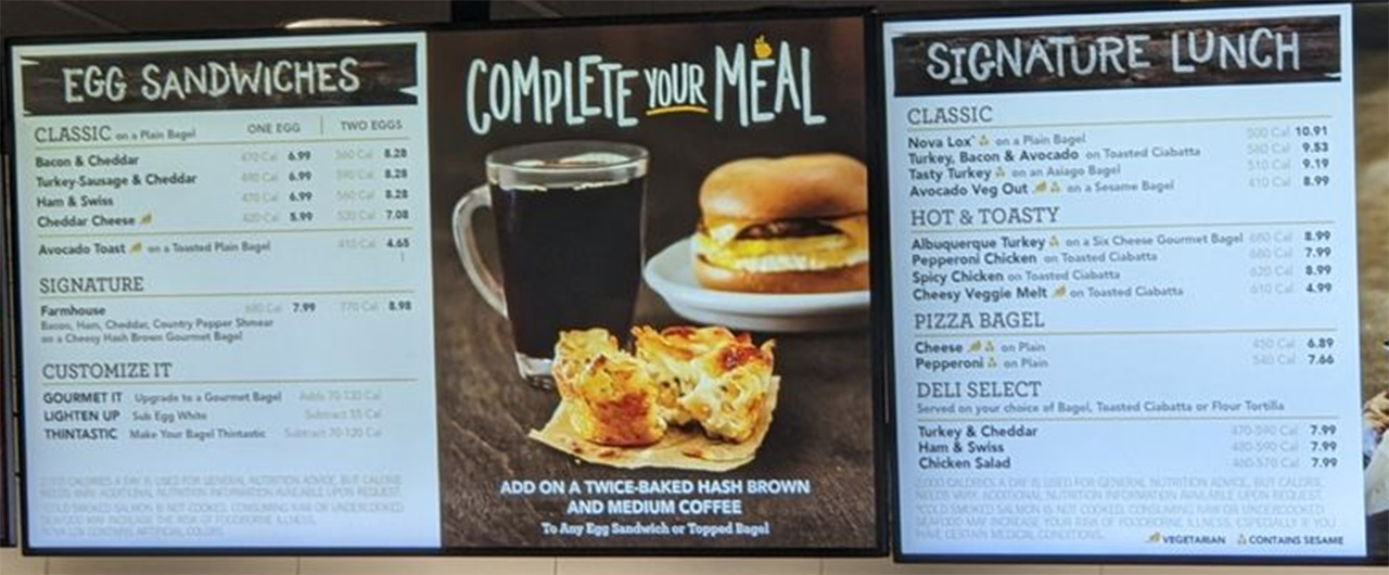 Einstein Brothers atlanta airport menu