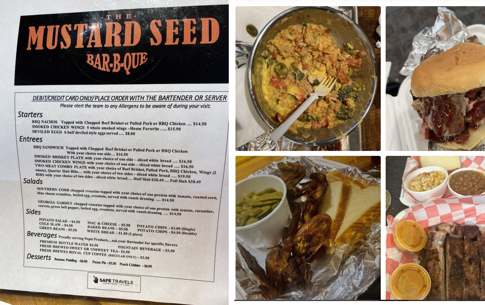 Mustard Seed BBQ menu atlanta airport
