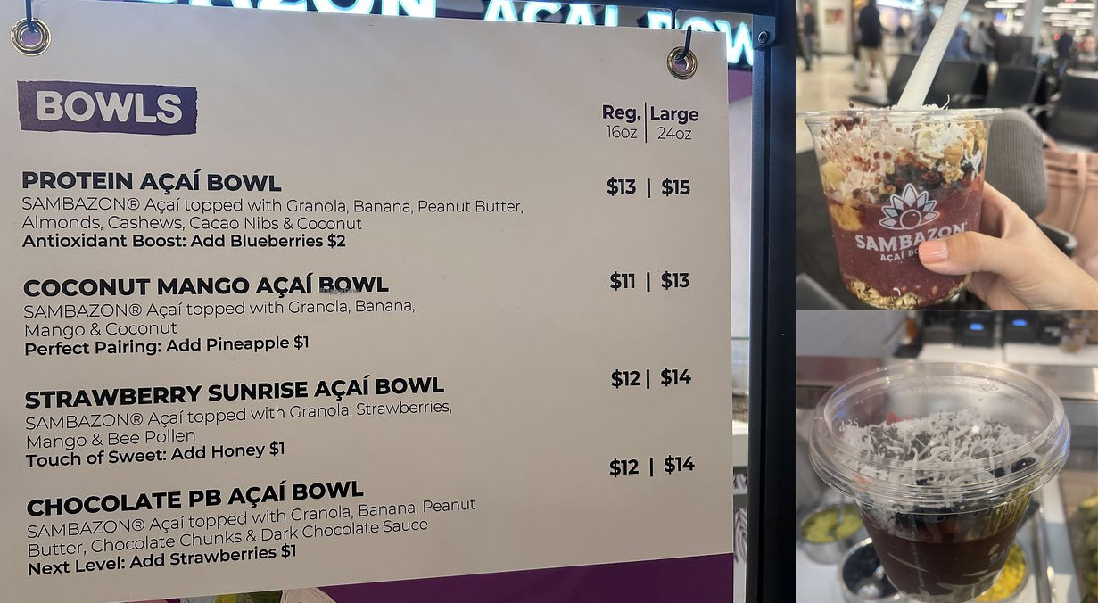 Sambazon Acai Bowls menu Atlanta airport
